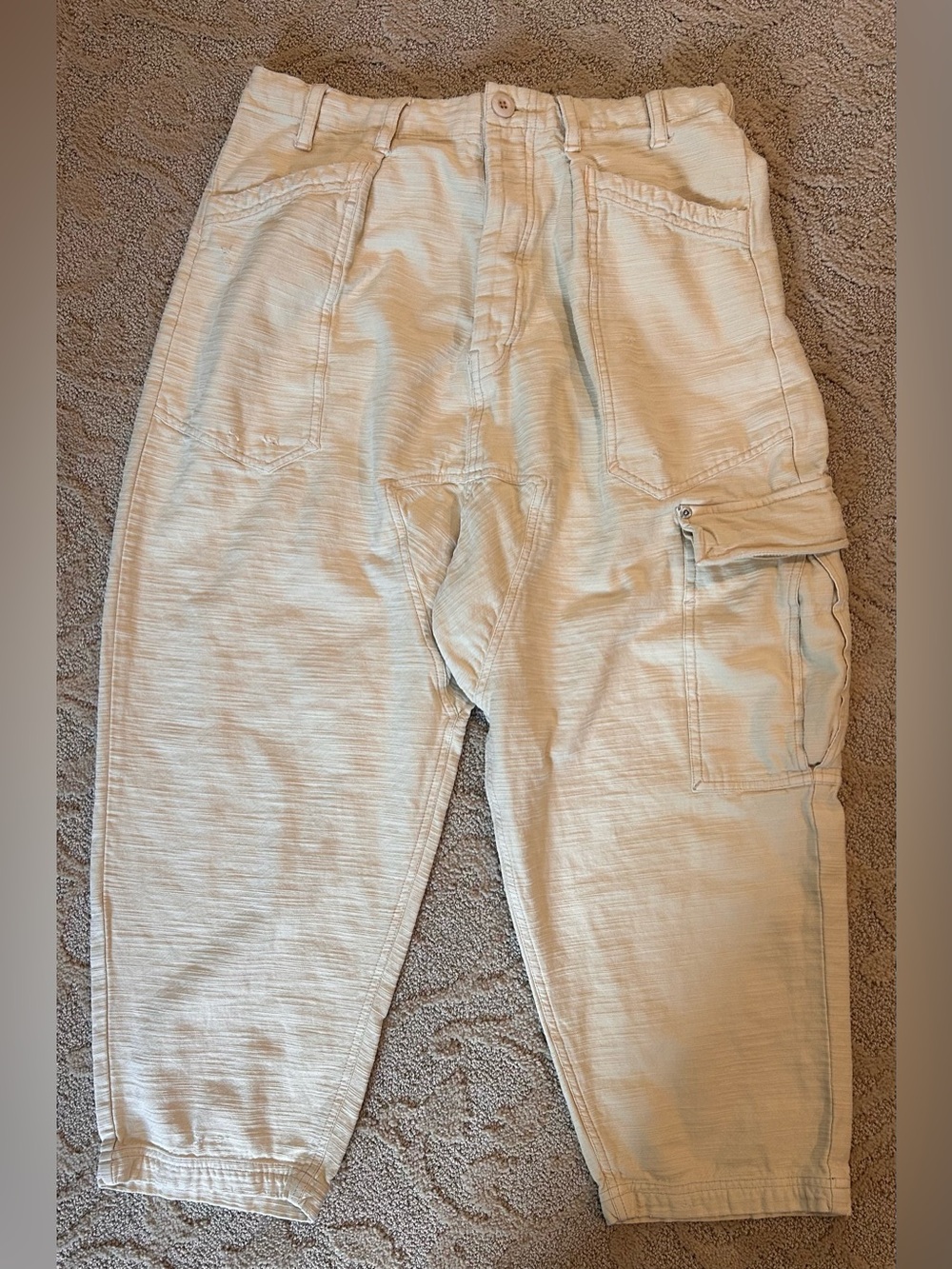 Free People Barrel Harem Beige Cargo Pants